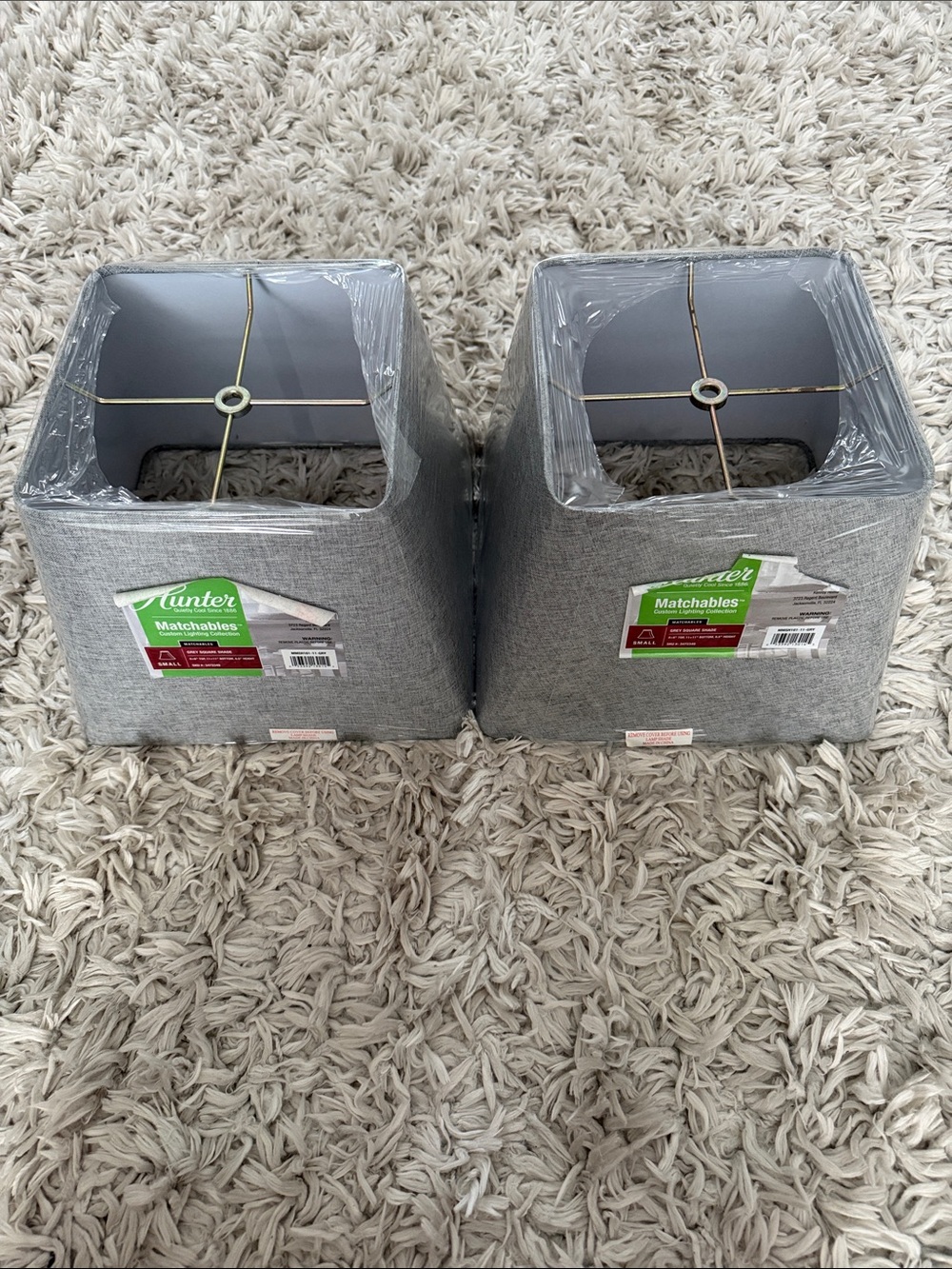 Hunter Matchables Pair of Square Lamp Shades in Light Gray